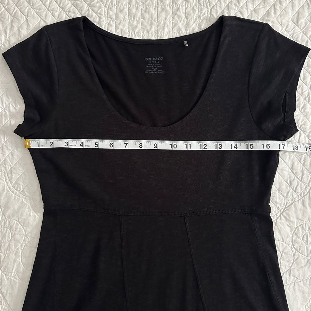 Toad&Co Nena Heather Black Mini Dress Scoop Neck Cap Sleeve Women’s Small - Picture 7 of 8